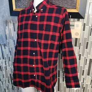 French Crown Mens  Shirt Plaid Button Up Long Sleeve Size 42 0406 Excellent
